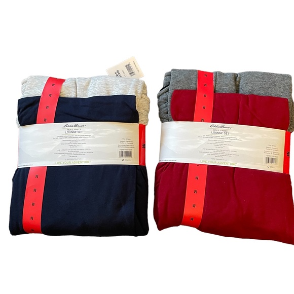 New Eddie Bauer men’s, 3-piece lounge set Tee, jogger-shorts sz med - Picture 2 of 4